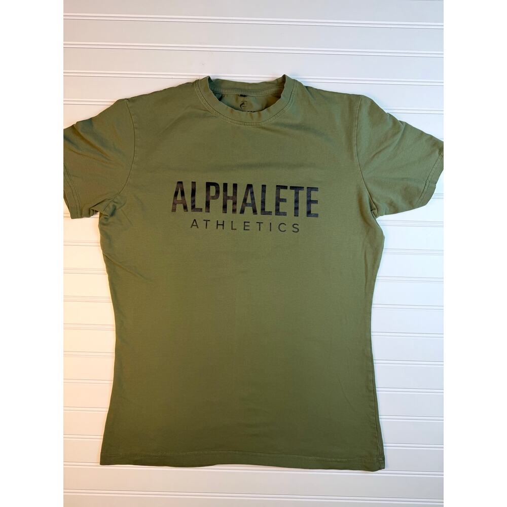 Alphalete Athletics T-Shirt Green Short Sleeve Athletic Gym Mens L Performance